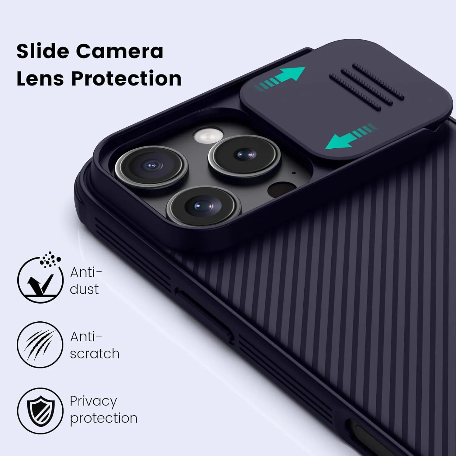 Nillkin for iPhone 16 Pro Max Pro Max Case with Slide Camera Cover, [Upgraded Camera Lens Protection] Slim Shockproof Protective Phone Case 6.9 inch, Dark Purple