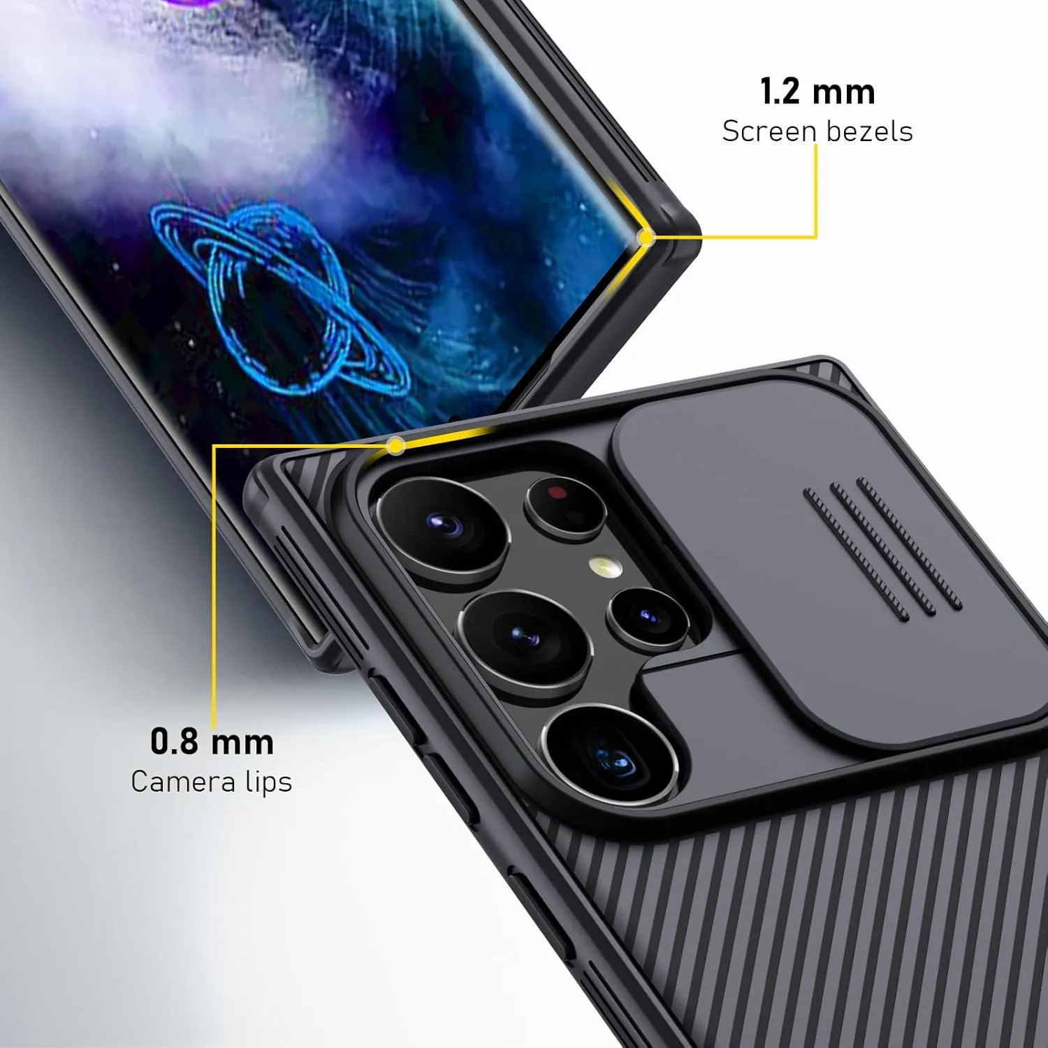 Nillkin Galaxy S24 Ultra Case with Camera Cover, CamShield Pro for Samsung S24 Ultra 5G Phone Case, Slim Fit Thin Shockproof Cover (6.8 inch) (Black)
