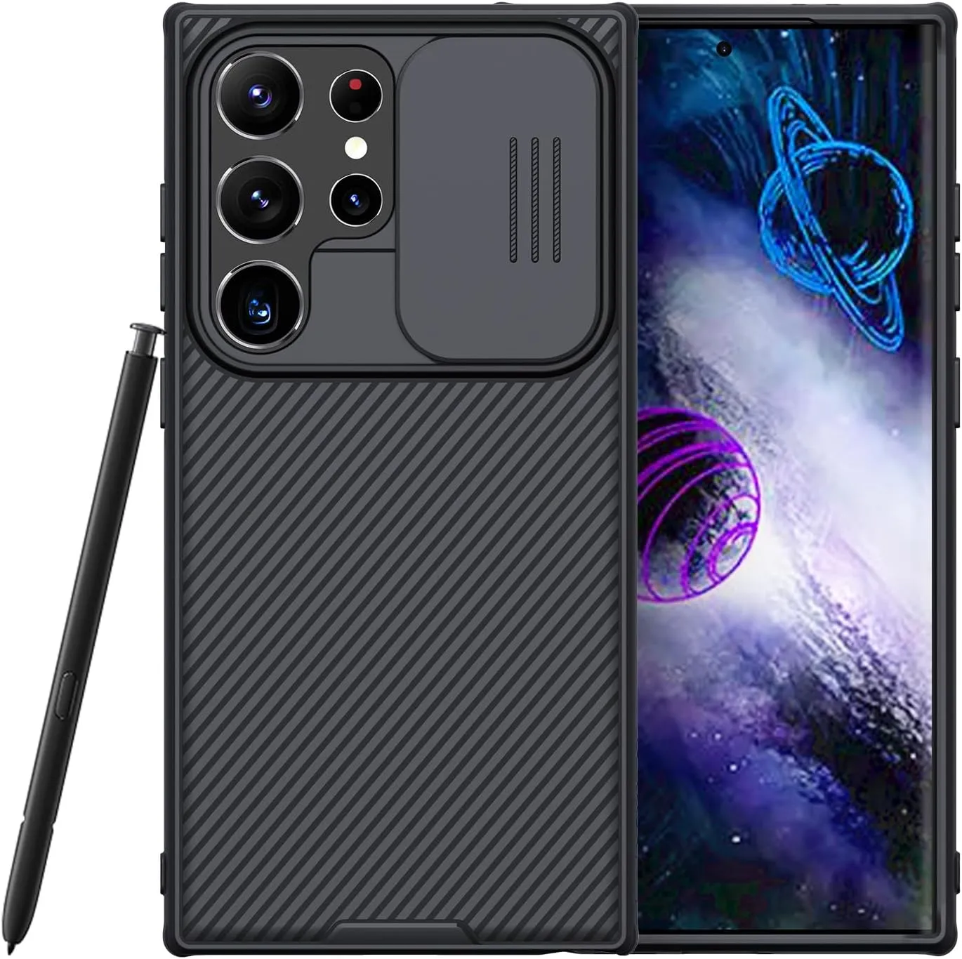Nillkin Galaxy S24 Ultra Case with Camera Cover, CamShield Pro for Samsung S24 Ultra 5G Phone Case, Slim Fit Thin Shockproof Cover (6.8 inch) (Black)