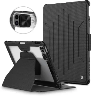 Nillkin iPad Air 13 inch Case(M2, 2024), iPad Pro 12.9 Case2022/2021(6th/5th Gen), Detachable Cover and Magnetic Back for Friger & Desk, Multiple Angle Shockproof Rugged Case with Camera Cover, Black