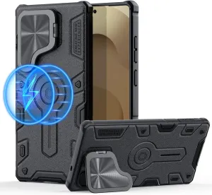 Nillkin Magnetic for Galaxy S25 Ultra Case, Compatible with MagSafe, Military-Grade Case with Camera Cover & Kickstand, Heavy Duty Magnetic Phone Case for Samsung Galaxy S25 Ultra, Black
