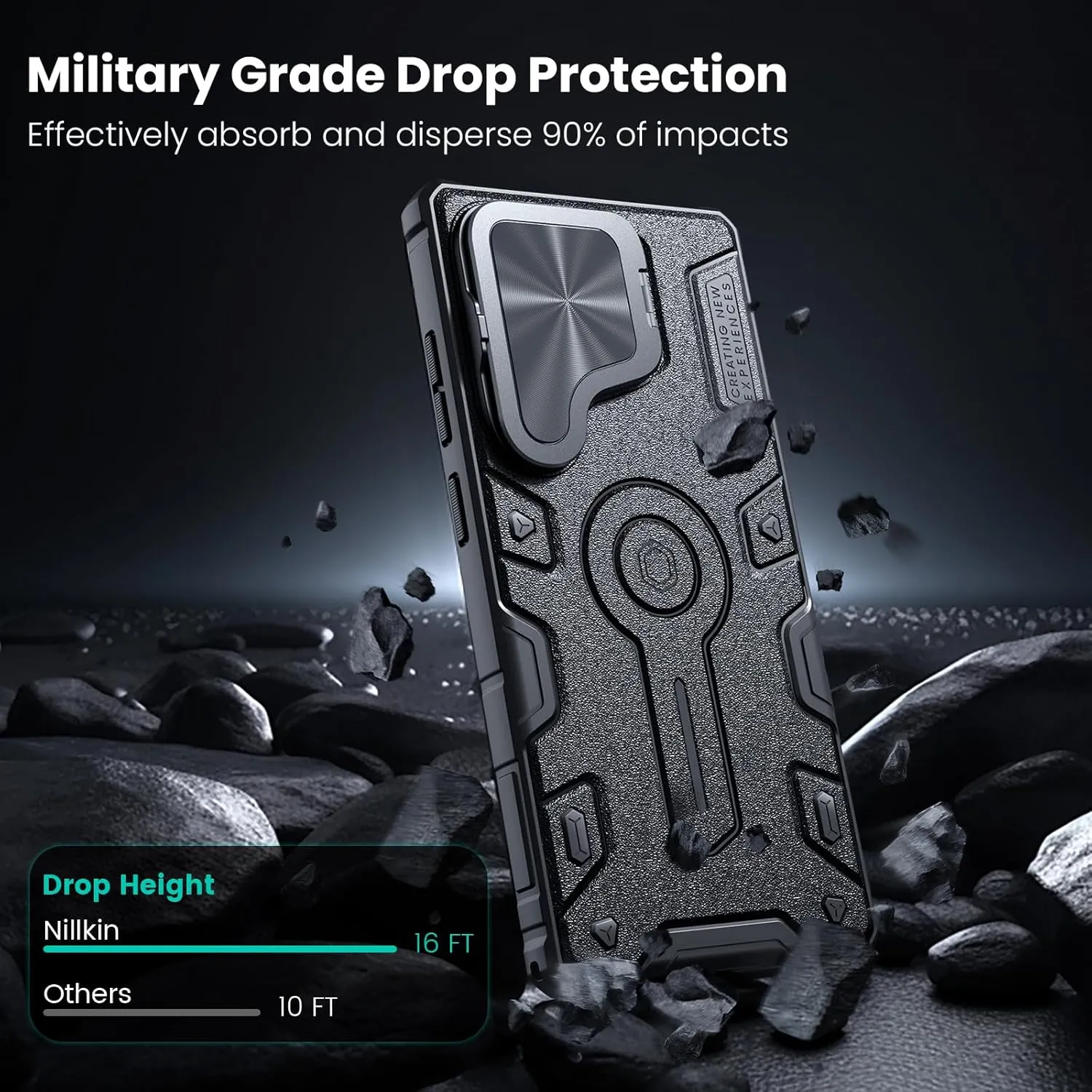Nillkin Magnetic for Galaxy S25 Ultra Case, Compatible with MagSafe, Military-Grade Case with Camera Cover & Kickstand, Heavy Duty Magnetic Phone Case for Samsung Galaxy S25 Ultra, Black