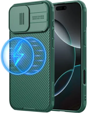 Nillkin Magnetic for iPhone 16 Pro Case, Upgraded Slide Camera Protection, Compatible with Magsafe, Slim Shockproof Protective Phone Case for 16 Pro 6.3 inch, Green