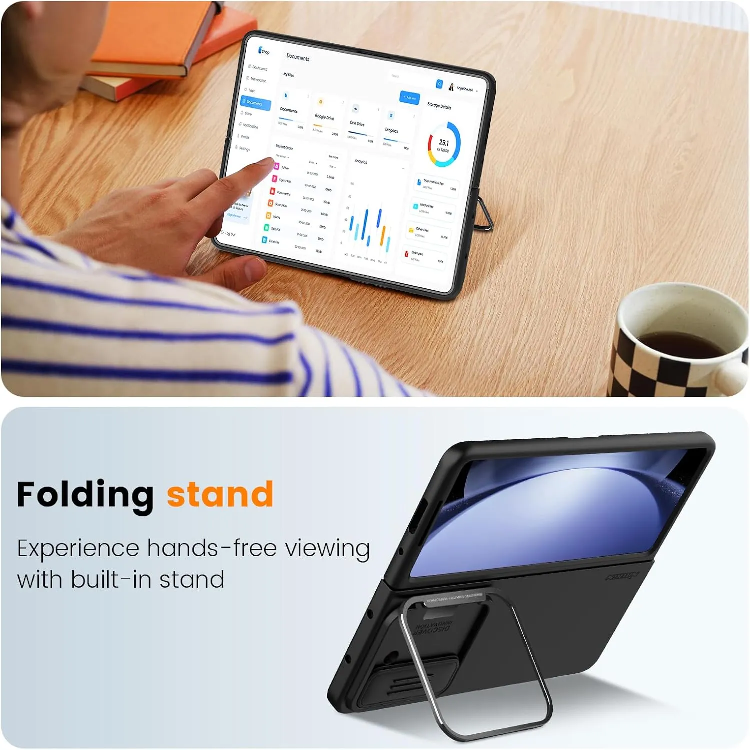 Nillkin Samsung Galaxy Z Fold 5 Case with Slide Camera Cover [Metal Kickstand] CamShield Silky Liquid Silicone case for Galaxy Z Fold 5 5G Slim Protective Case (Black)