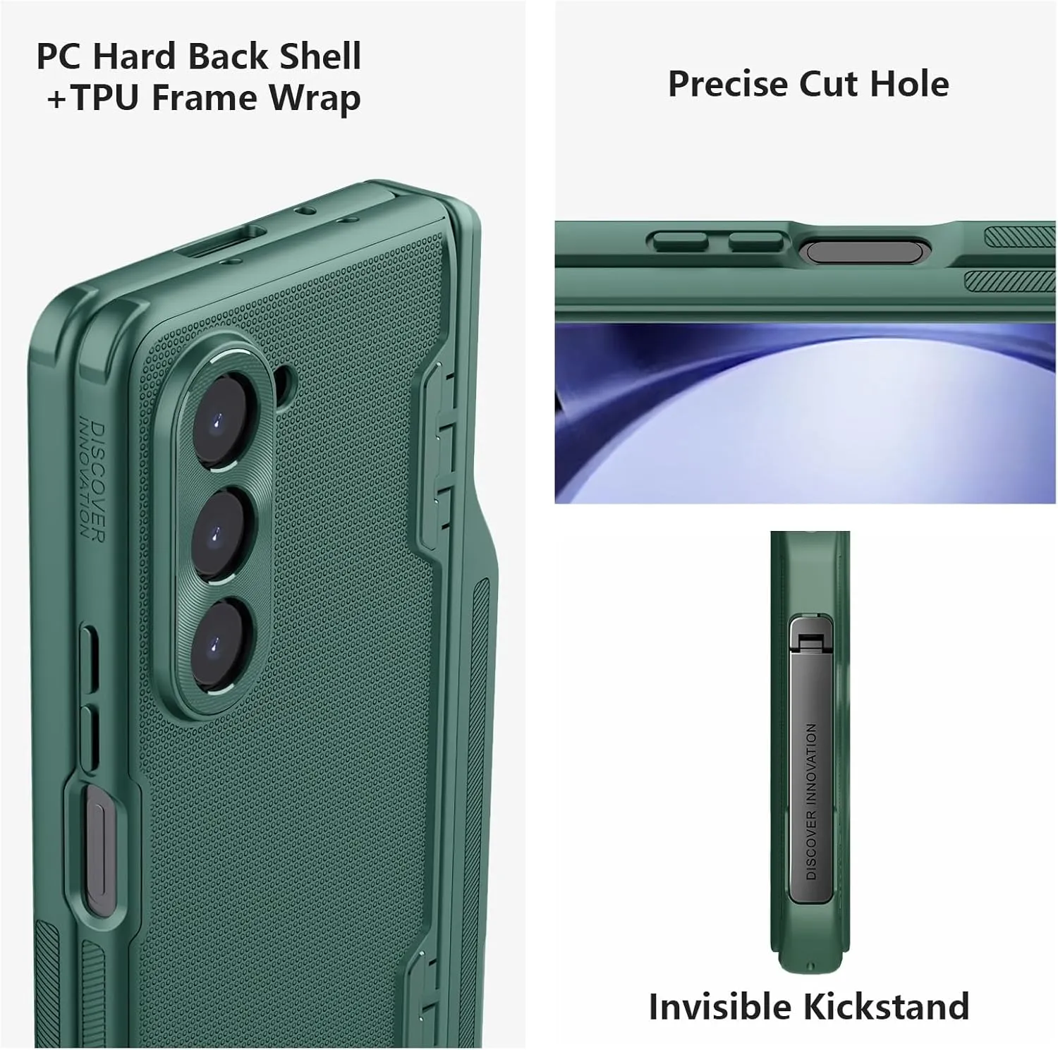 Nillkin Upgraded Samsung Z Fold 5 Case with S Pen Holder, Hinge Protection & Metal Kickstand - Anti-Scratch, Shockproof Protective Phone Case for Galaxy Z Fold 5 - Green