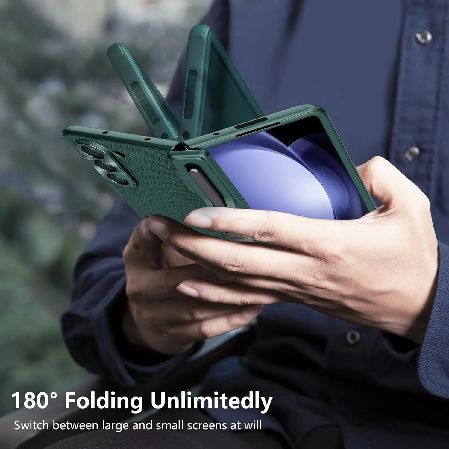 Nillkin Upgraded Samsung Z Fold 5 Case with S Pen Holder, Hinge Protection & Metal Kickstand - Anti-Scratch, Shockproof Protective Phone Case for Galaxy Z Fold 5 - Green