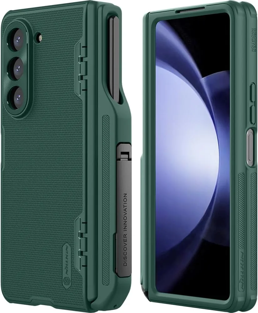 Nillkin Upgraded Samsung Z Fold 5 Case with S Pen Holder, Hinge Protection & Metal Kickstand - Anti-Scratch, Shockproof Protective Phone Case for Galaxy Z Fold 5 - Green