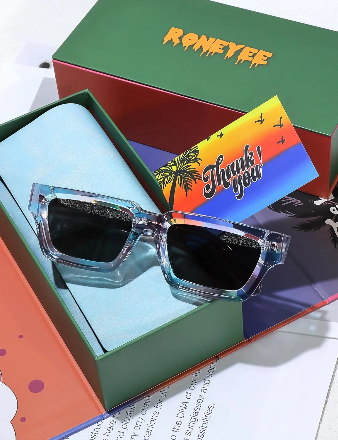 Non Polarized Acetate Sunglasses 148mm Frame with UV Protection Impact Resistant Nylon Lens Retro Shades Unisex