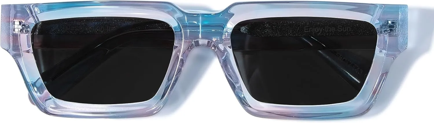 Non Polarized Acetate Sunglasses 148mm Frame with UV Protection Impact Resistant Nylon Lens Retro Shades Unisex
