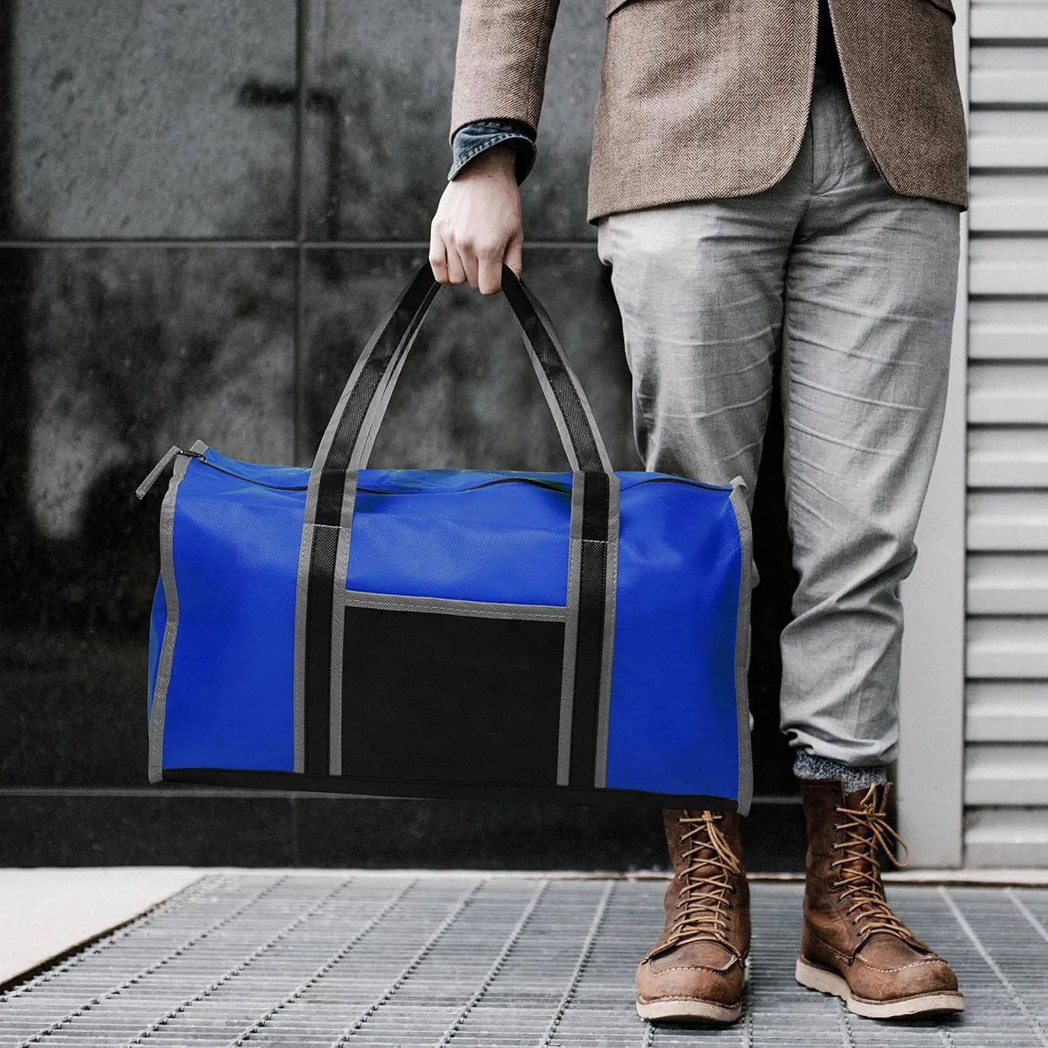 Non-Woven Duffle Bags Set of 6, Bulk Pack - Great for Everyday Use, Perfect for Travellers, Athletes, Fitness Fanatics - Blue