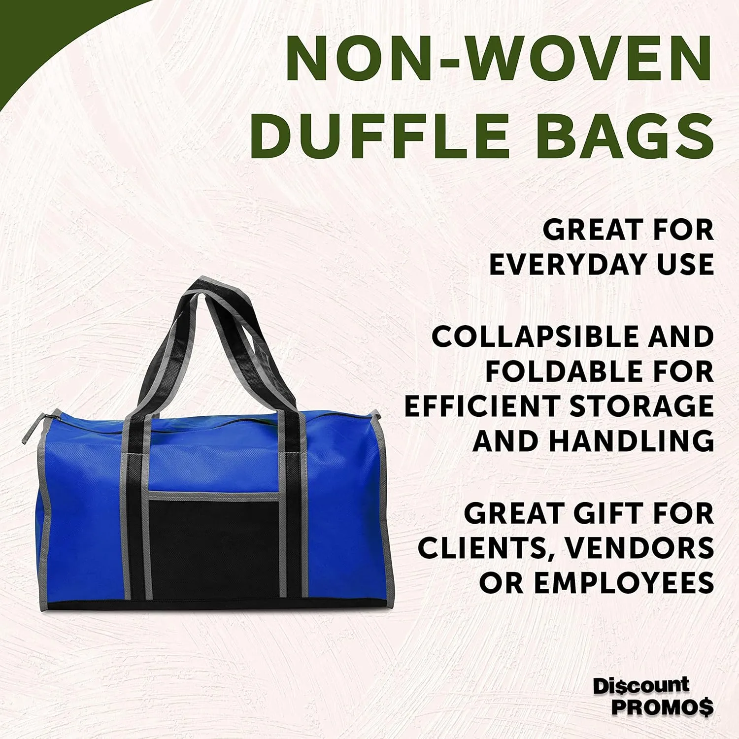 Non-Woven Duffle Bags Set of 6, Bulk Pack - Great for Everyday Use, Perfect for Travellers, Athletes, Fitness Fanatics - Blue
