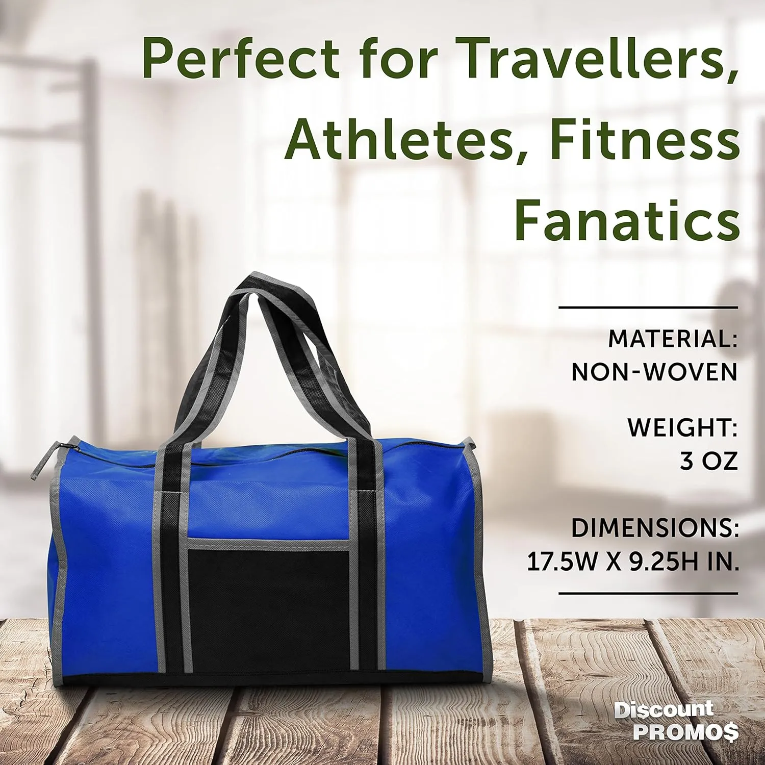 Non-Woven Duffle Bags Set of 6, Bulk Pack - Great for Everyday Use, Perfect for Travellers, Athletes, Fitness Fanatics - Blue