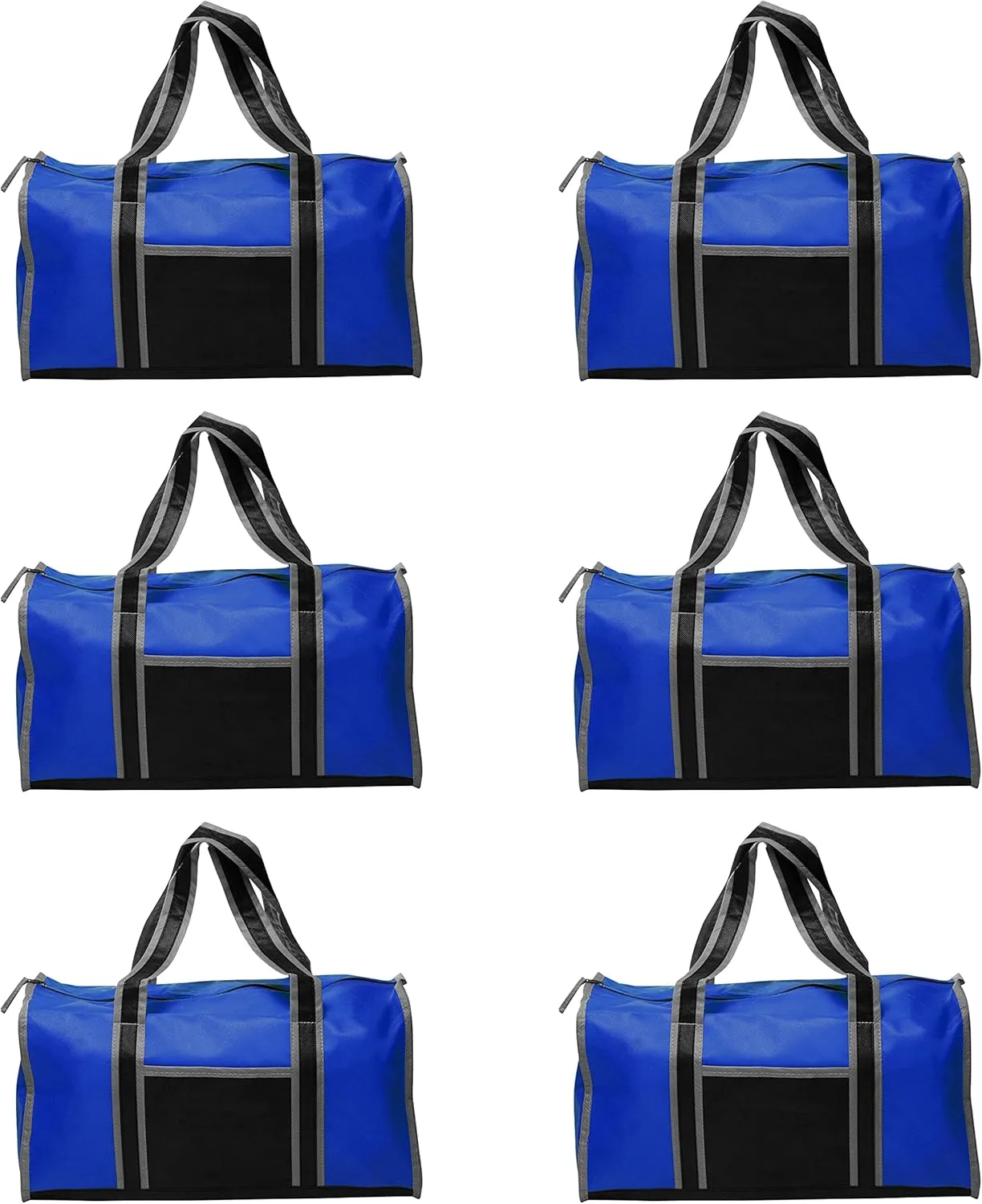Non-Woven Duffle Bags Set of 6, Bulk Pack - Great for Everyday Use, Perfect for Travellers, Athletes, Fitness Fanatics - Blue