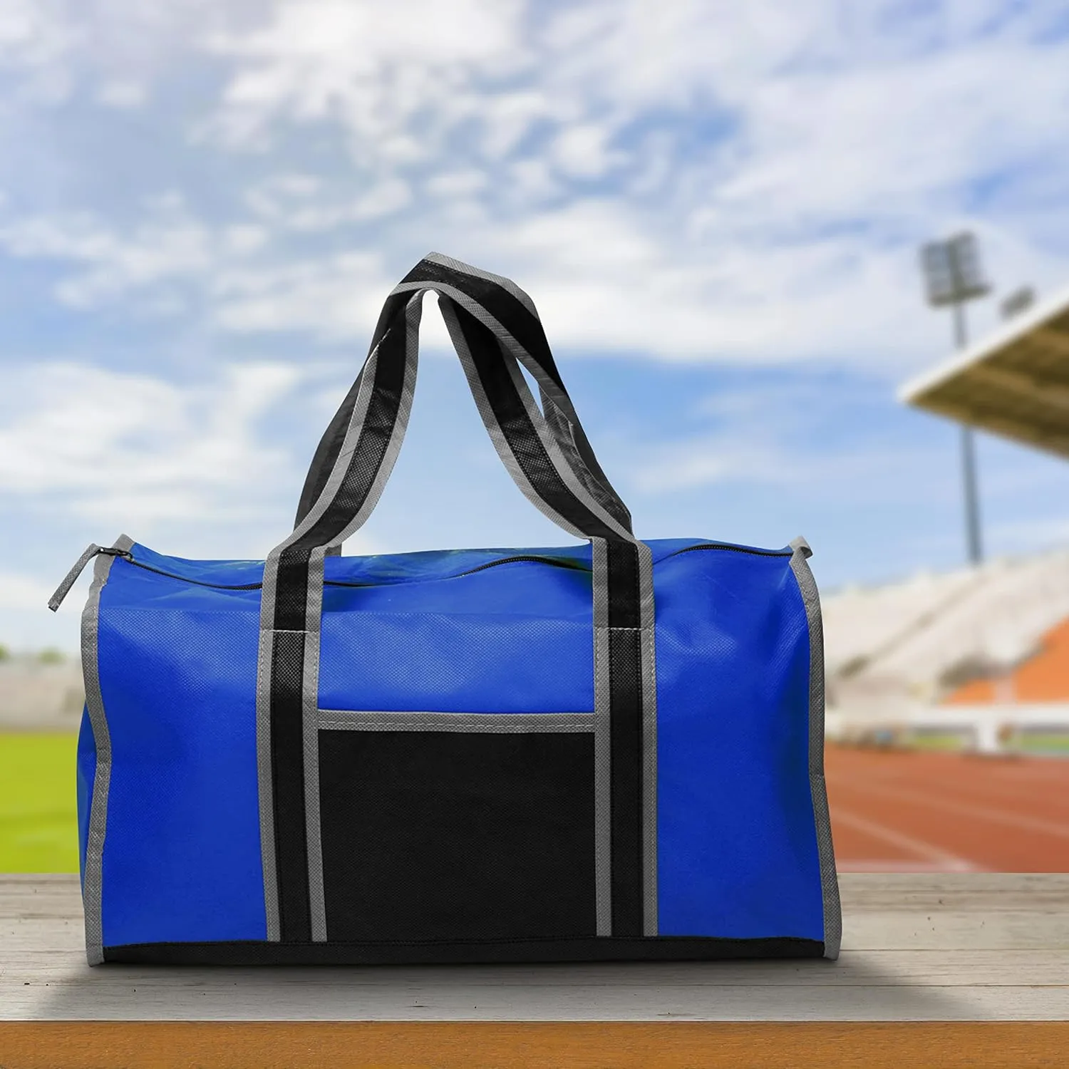 Non-Woven Duffle Bags Set of 6, Bulk Pack - Great for Everyday Use, Perfect for Travellers, Athletes, Fitness Fanatics - Blue