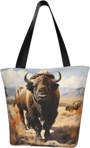 North American bison herd Fashionable shoulder handbag, women's crossbody shoulder bag, suitable for weekend travel shopping shoulder bag