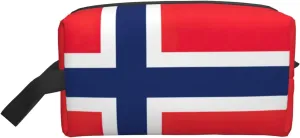 Norwegian flag Print Travel Toiletry Bag Zippered Storage Bags with Handles Portable Cosmetic Organizer