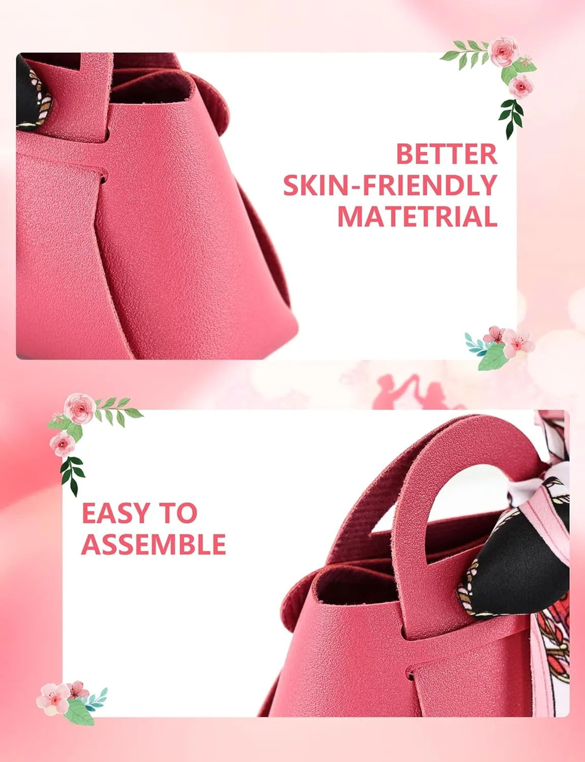 NOWDER 12 Pack Leather Wedding Candy Gift Bags with Handle Reusable Party Favor Boxes for Baby Showers Birthday Christmas Halloween Easter (Rose)