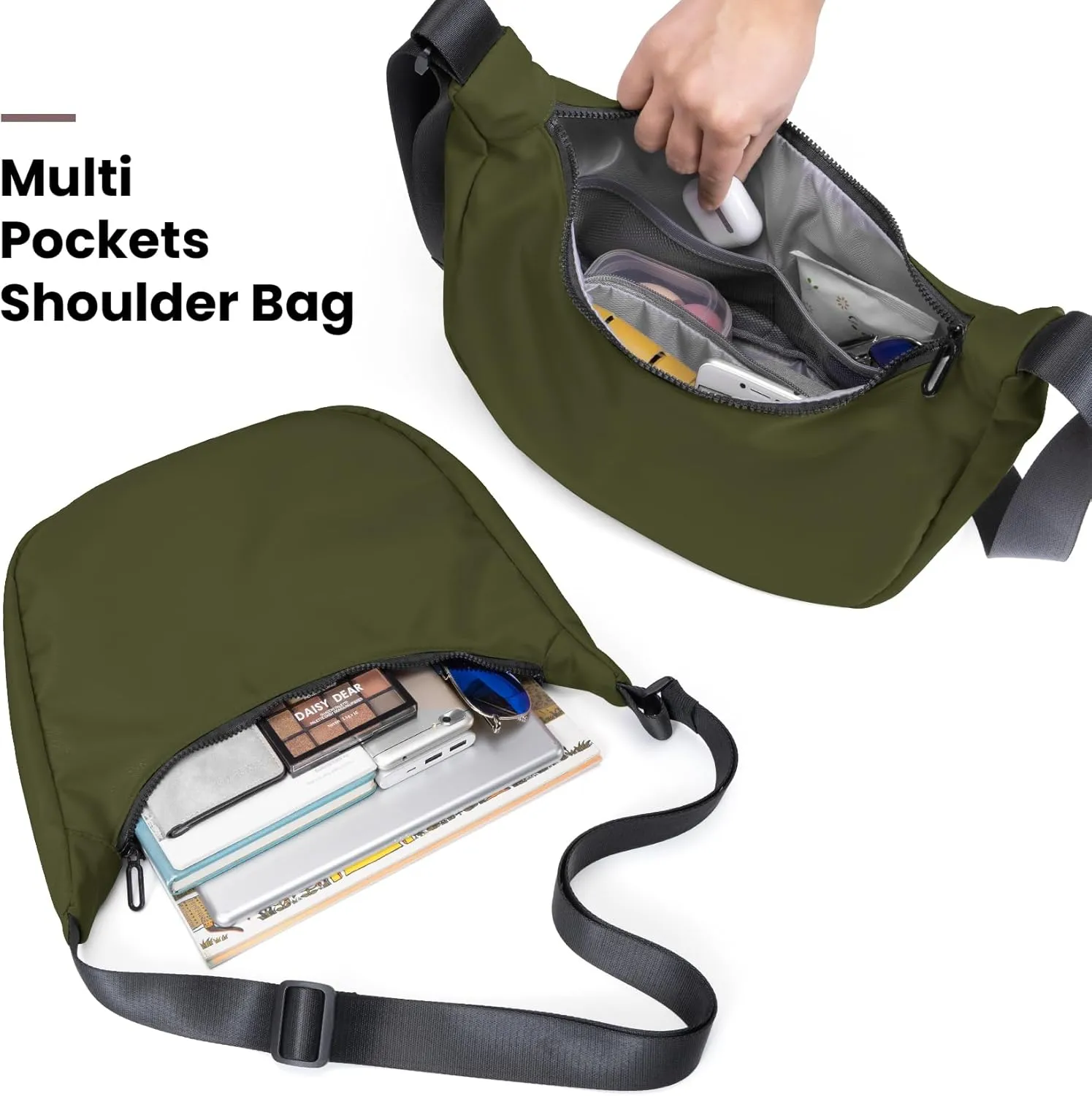 Nylon Crescent Bag, Casual Crossbody Bag for Women Men, Shoulder Dumpling Bag with Adjustable Strap