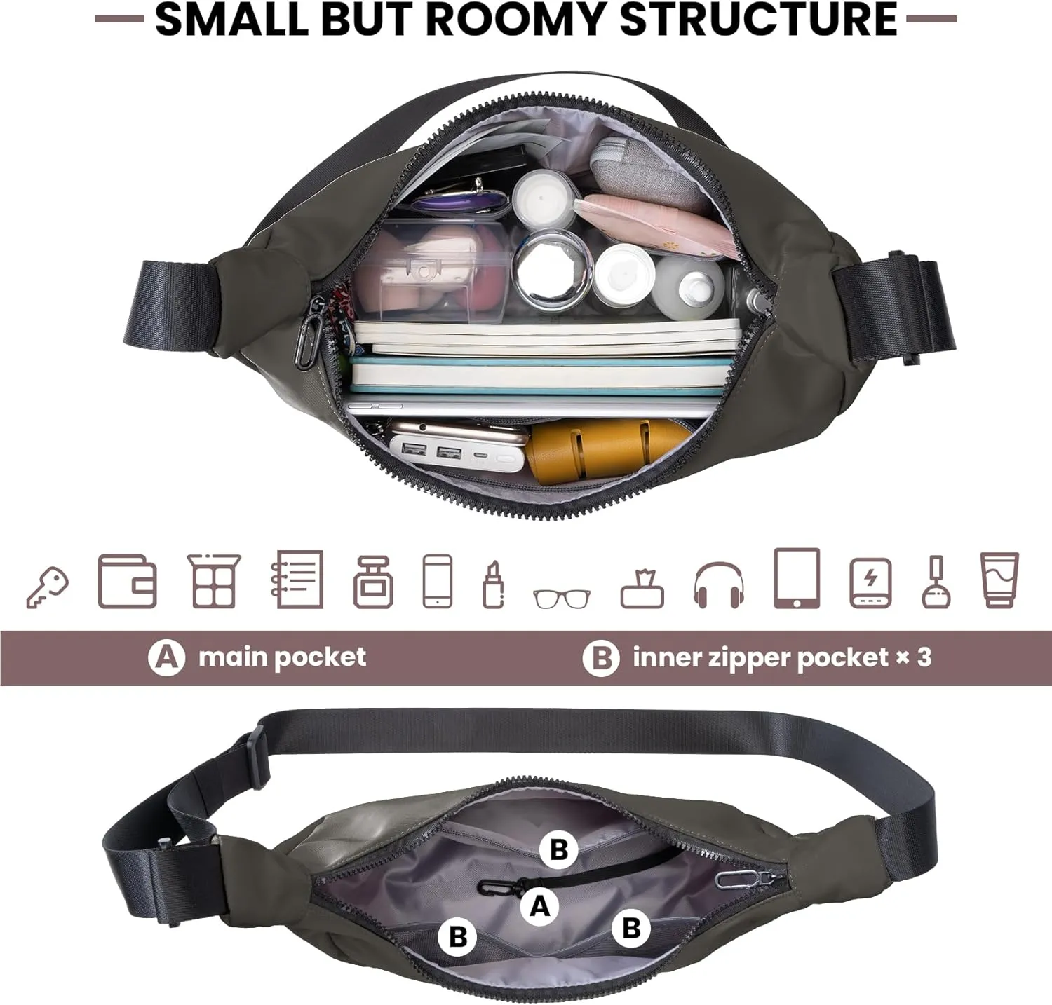 Nylon Crescent Bag, Casual Crossbody Bag for Women Men, Shoulder Dumpling Bag with Adjustable Strap