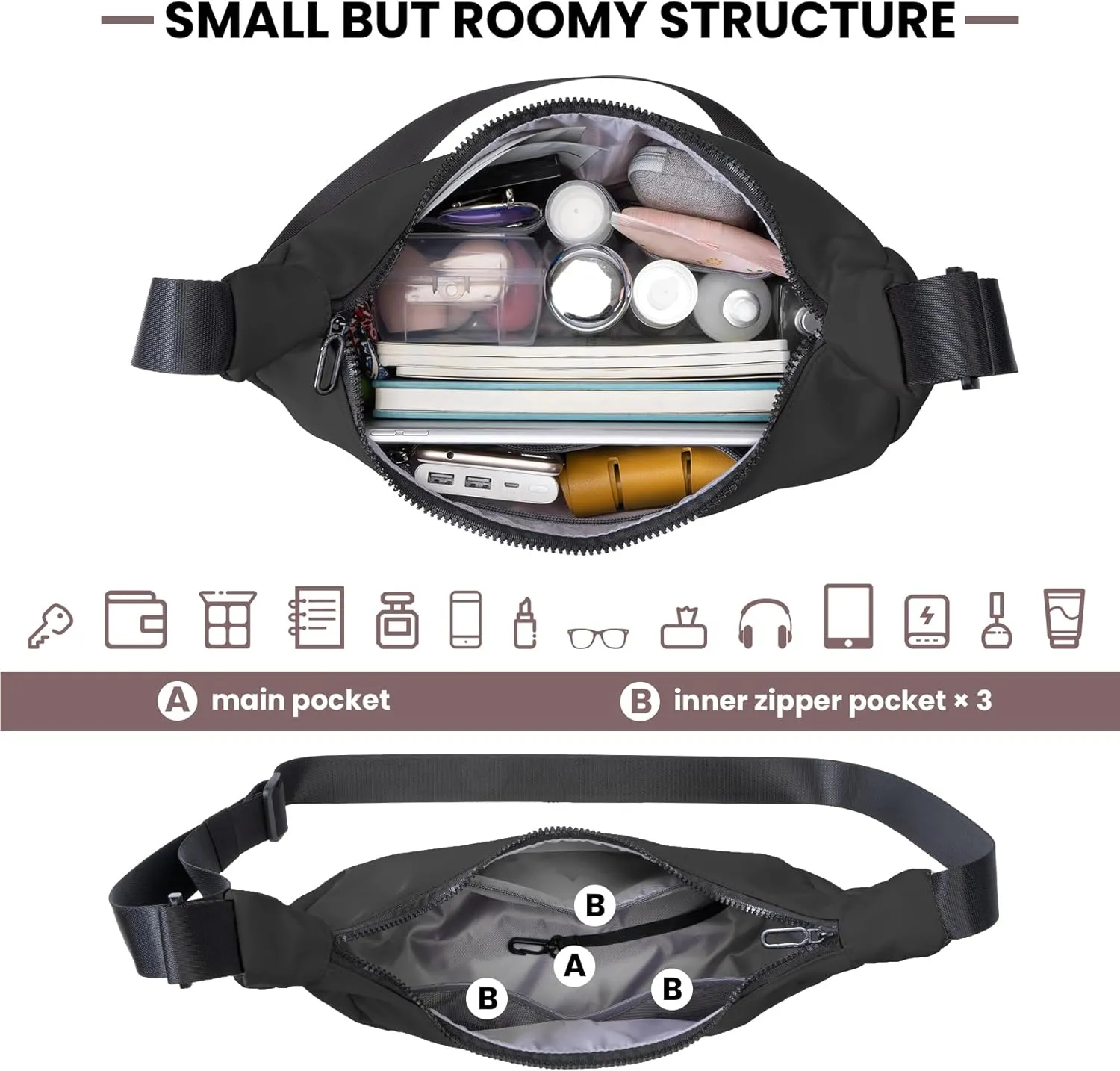 Nylon Crescent Bag, Casual Crossbody Bag for Women Men, Shoulder Dumpling Bag with Adjustable Strap