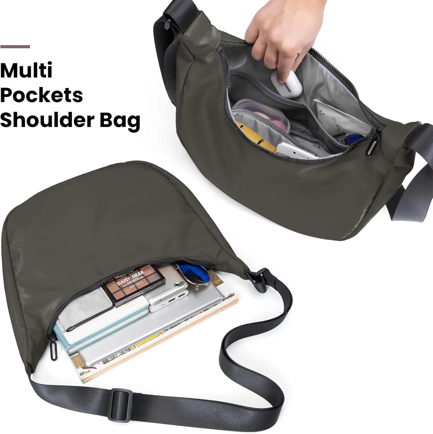 Nylon Crescent Bag, Casual Crossbody Bag for Women Men, Shoulder Dumpling Bag with Adjustable Strap
