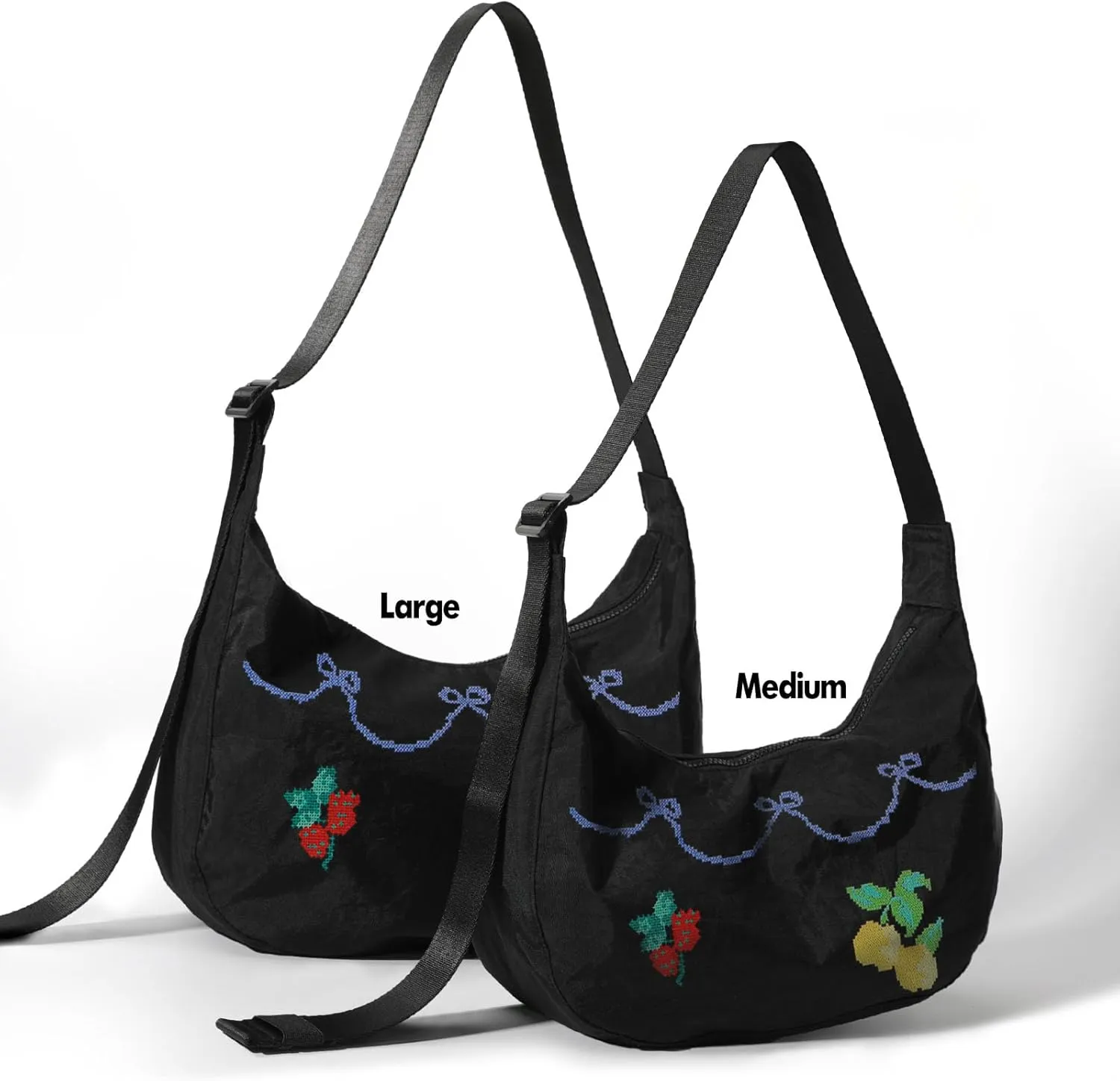 Nylon Crescent Bag - Casual Shoulder Crossbody with Adjustable Strap & Dual Interior Pockets