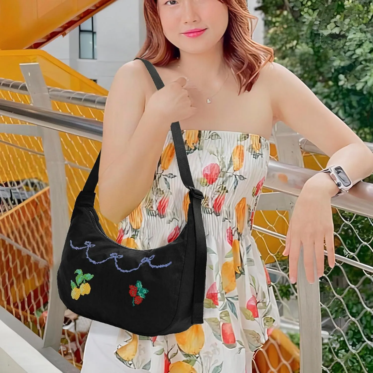 Nylon Crescent Bag - Casual Shoulder Crossbody with Adjustable Strap & Dual Interior Pockets