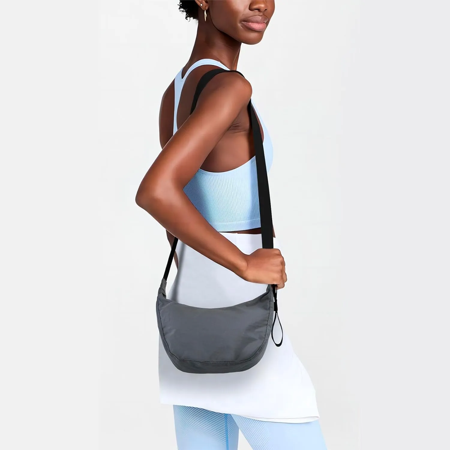 Nylon Crescent Bag - Casual Shoulder Crossbody with Adjustable Strap & Dual Interior Pockets