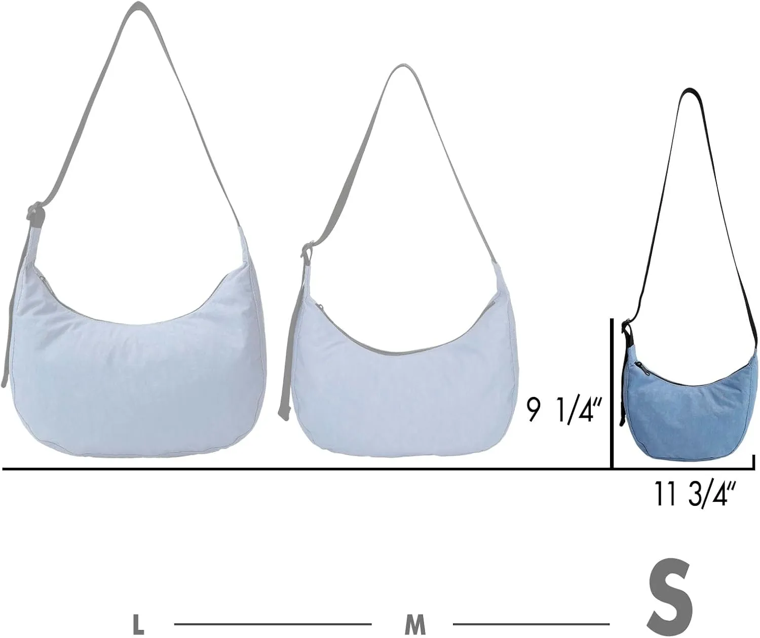 Nylon Crescent Bag - Casual Shoulder Crossbody with Adjustable Strap & Dual Interior Pockets