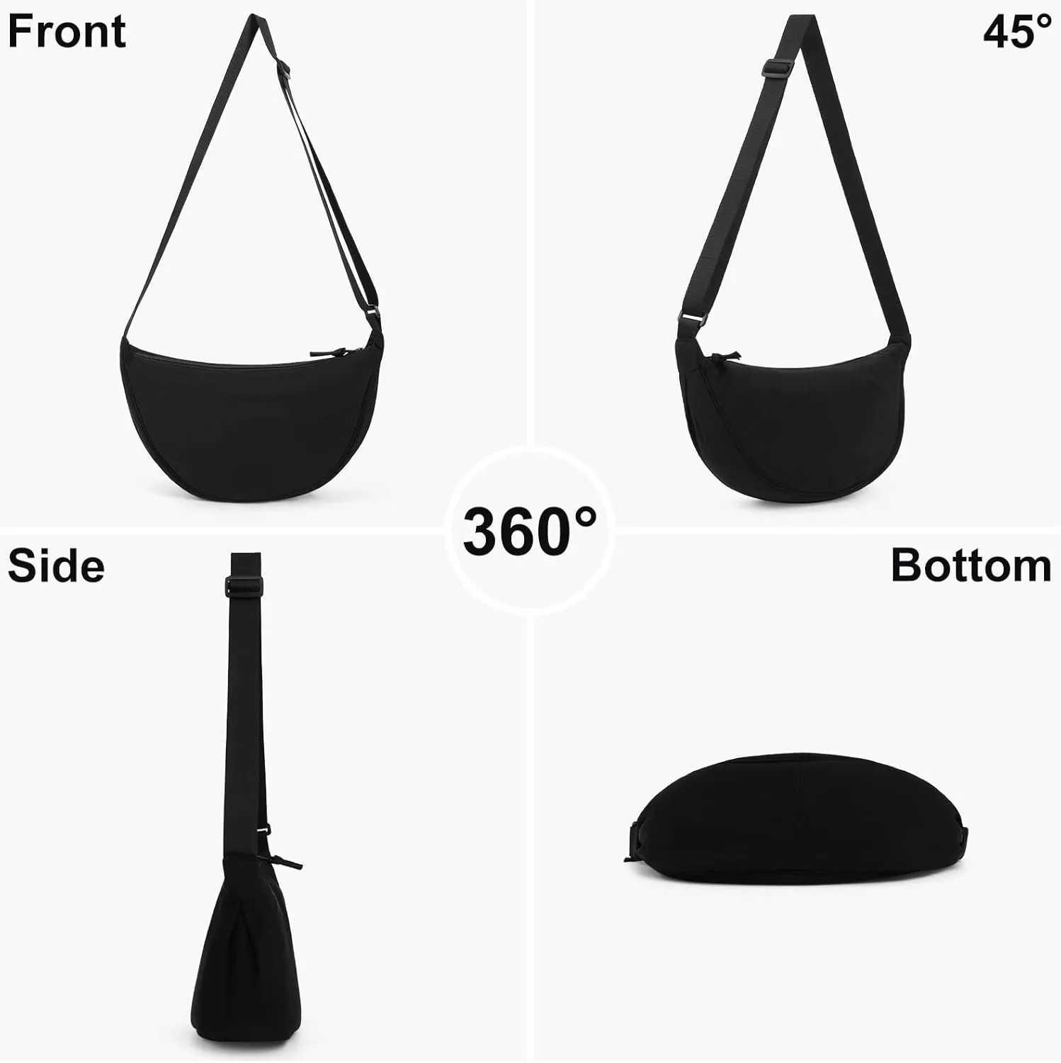 Nylon Crescent Bag Small Sling Crossbody Bag for Women Men Lightweight Shoulder Bag with Adjustable Strap