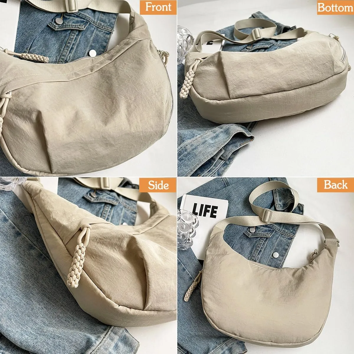 Nylon Crossbody Bags for women Purse Handbags Shoulder Bags Travel Tote Messenger Bag Men Hobo Bags