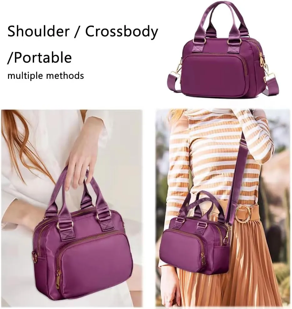 Nylon Shoulder Handbags for Women, Waterproof Multi Lightweight Pocket Purses and Cross-body Bags.