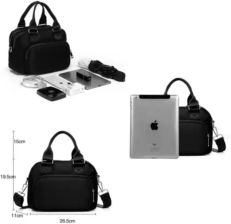 Nylon Shoulder Handbags for Women, Waterproof Multi Lightweight Pocket Purses and Cross-body Bags.