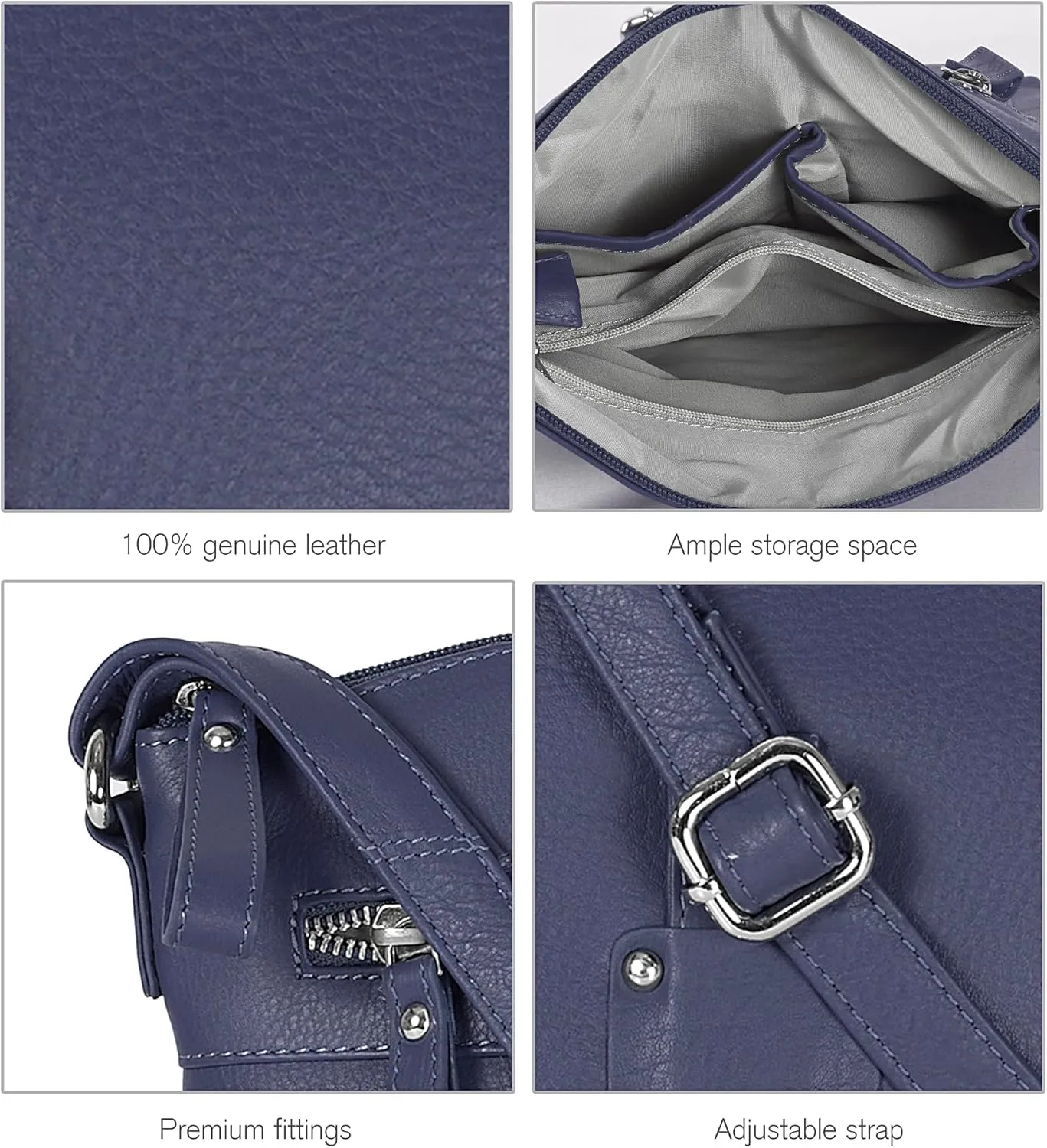 Oak Leathers Leather Crossbody Bag For Women With Adjustable Sling Strap - Medium Size Crossover Shoulder Handbag Purse