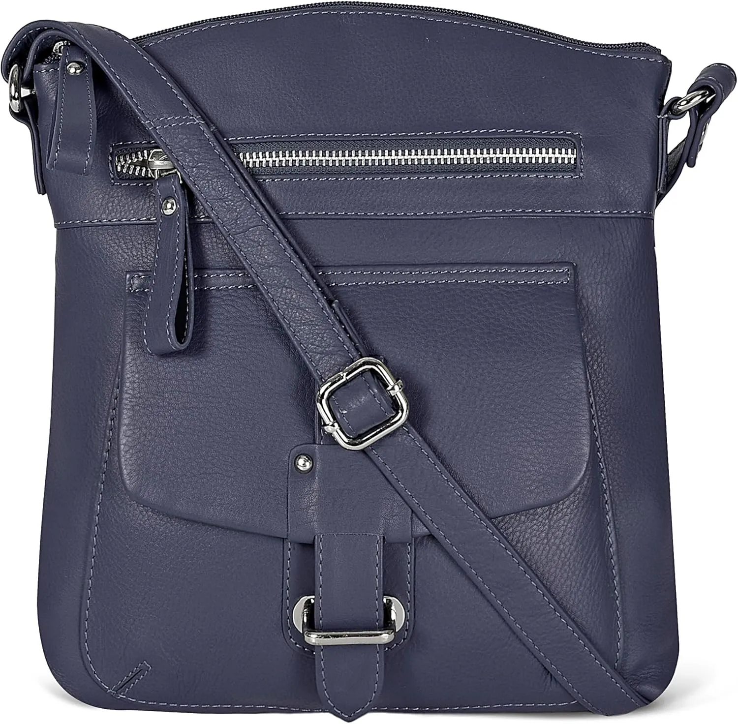 Oak Leathers Leather Crossbody Bag For Women With Adjustable Sling Strap - Medium Size Crossover Shoulder Handbag Purse