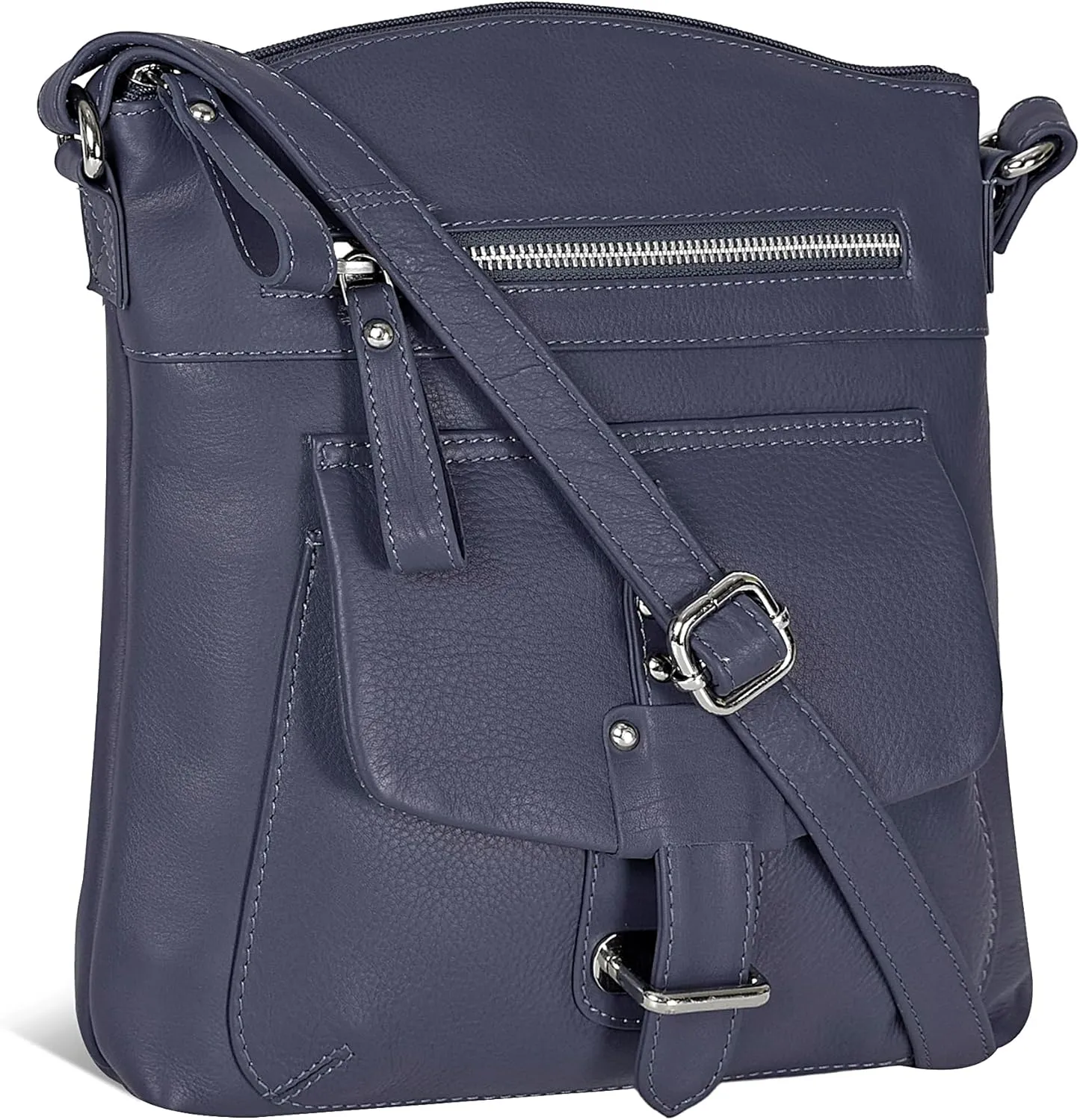 Oak Leathers Leather Crossbody Bag For Women With Adjustable Sling Strap - Medium Size Crossover Shoulder Handbag Purse