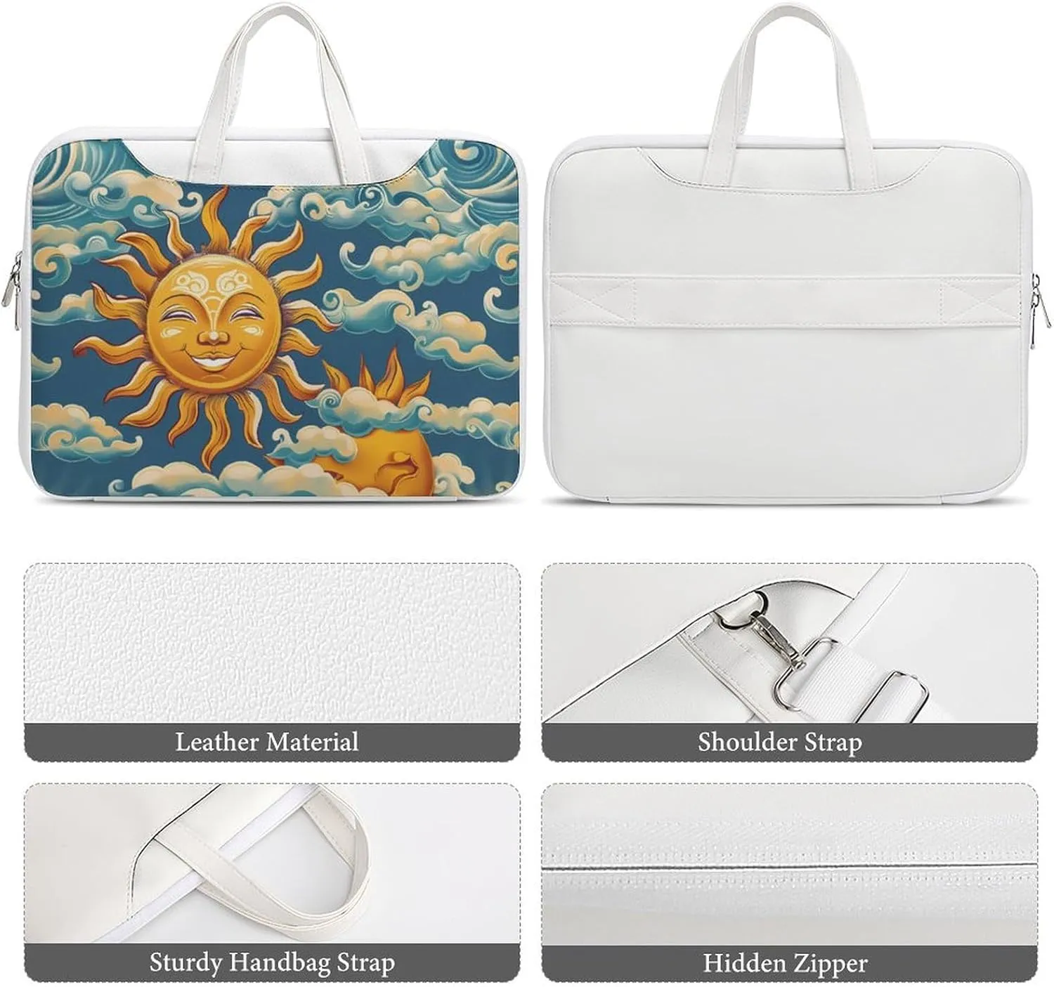 Ocean Sunrise Faces Laptop Tote Bag Waterproof Computer Carrying Case Business Office Briefcase