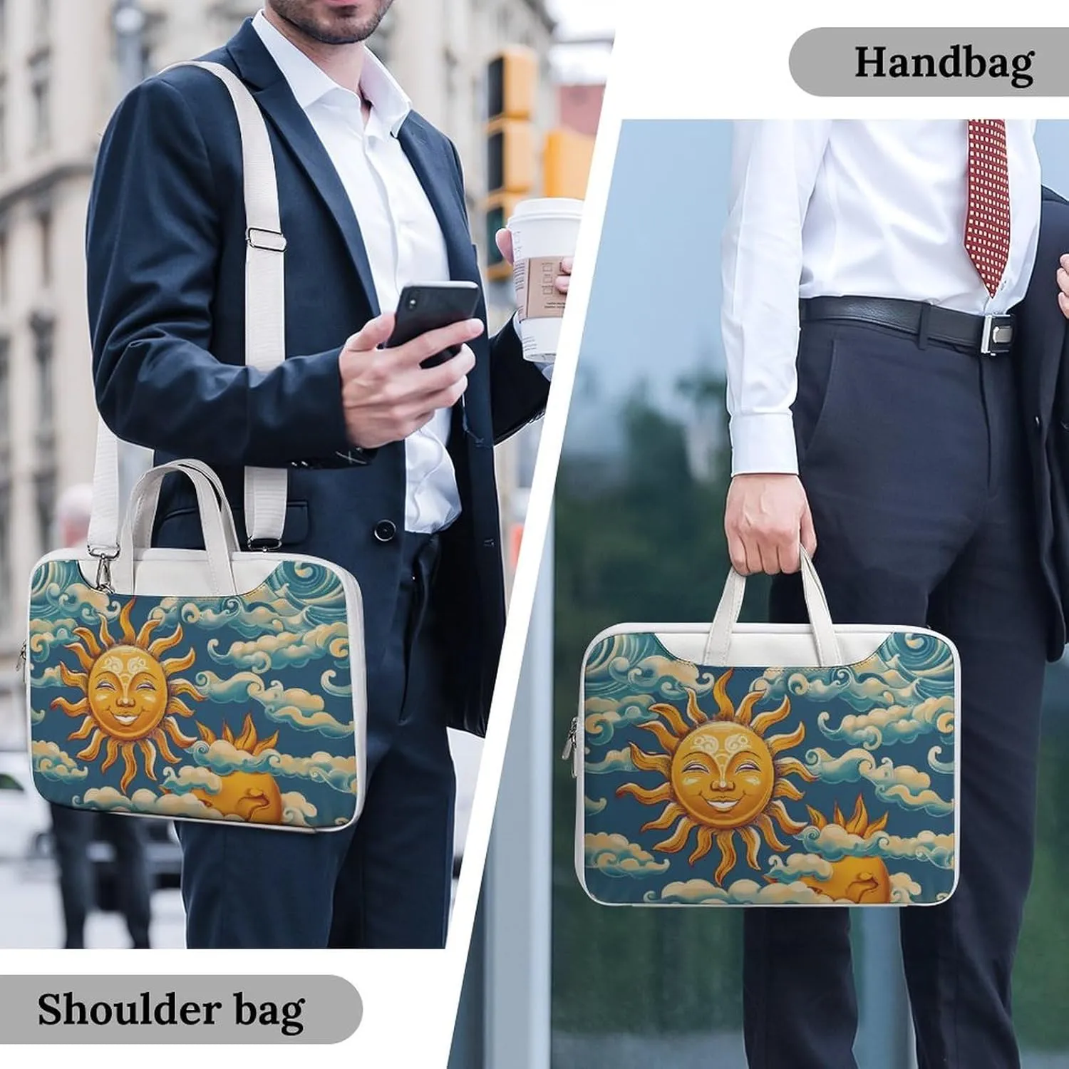Ocean Sunrise Faces Laptop Tote Bag Waterproof Computer Carrying Case Business Office Briefcase