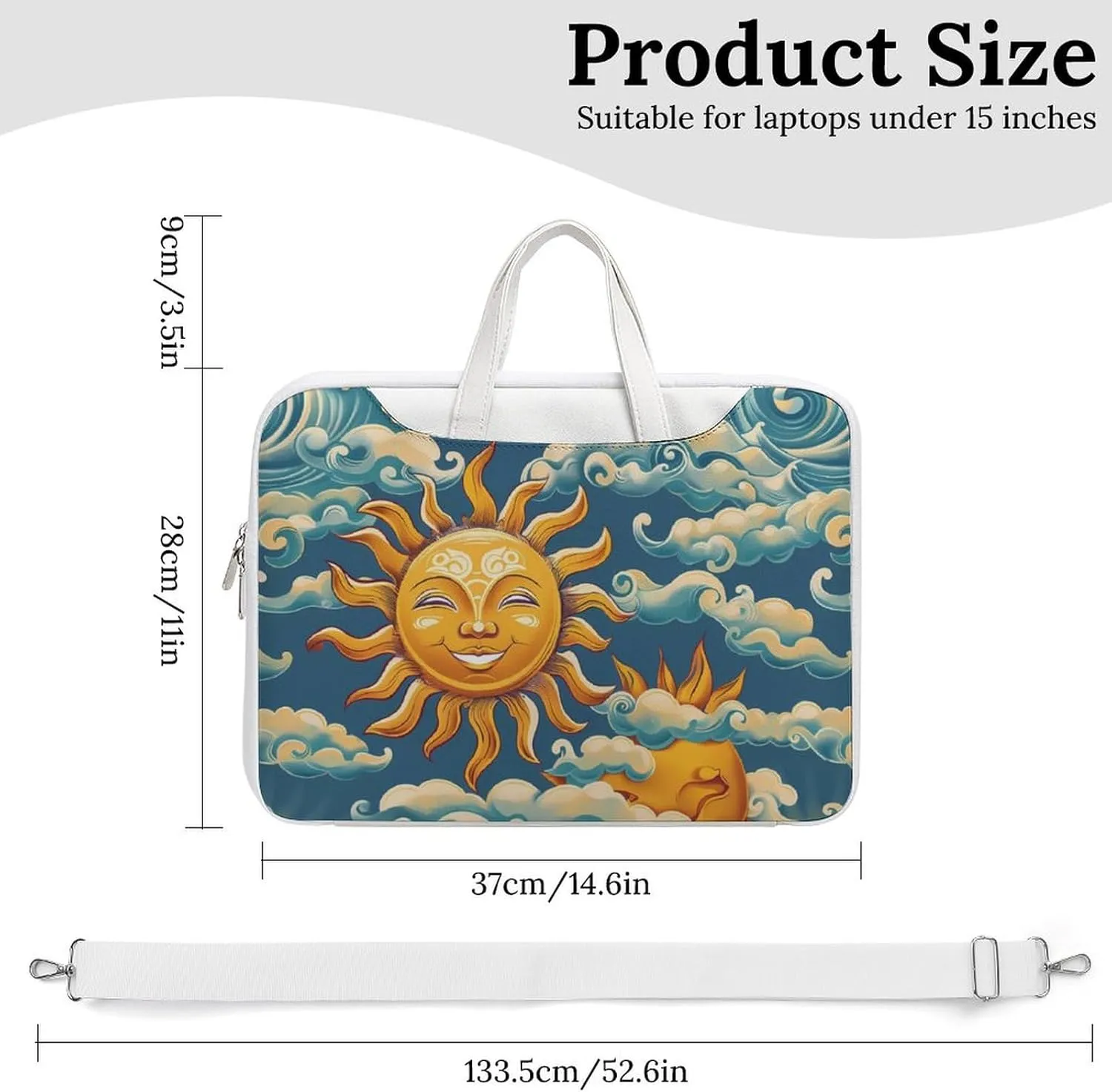 Ocean Sunrise Faces Laptop Tote Bag Waterproof Computer Carrying Case Business Office Briefcase
