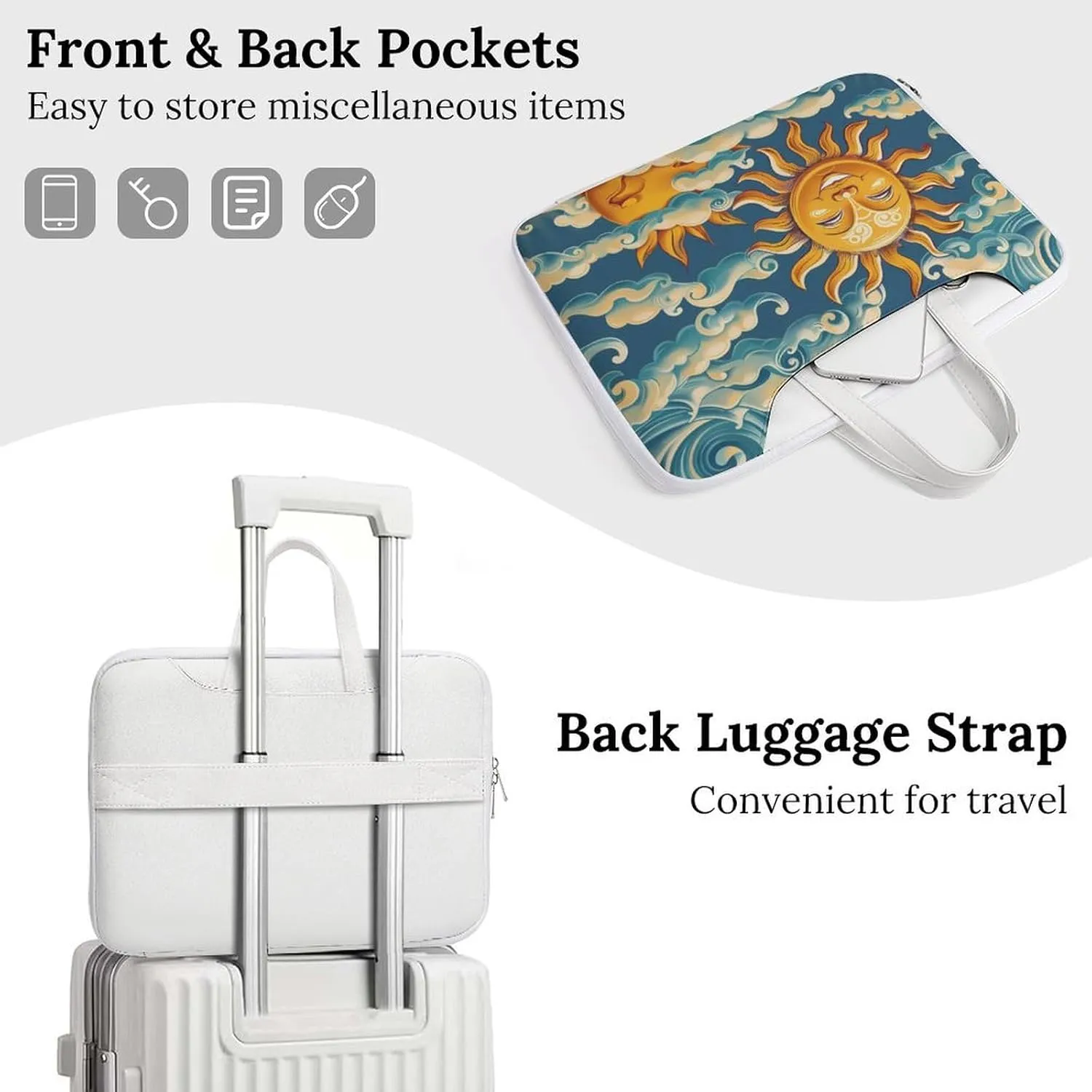 Ocean Sunrise Faces Laptop Tote Bag Waterproof Computer Carrying Case Business Office Briefcase
