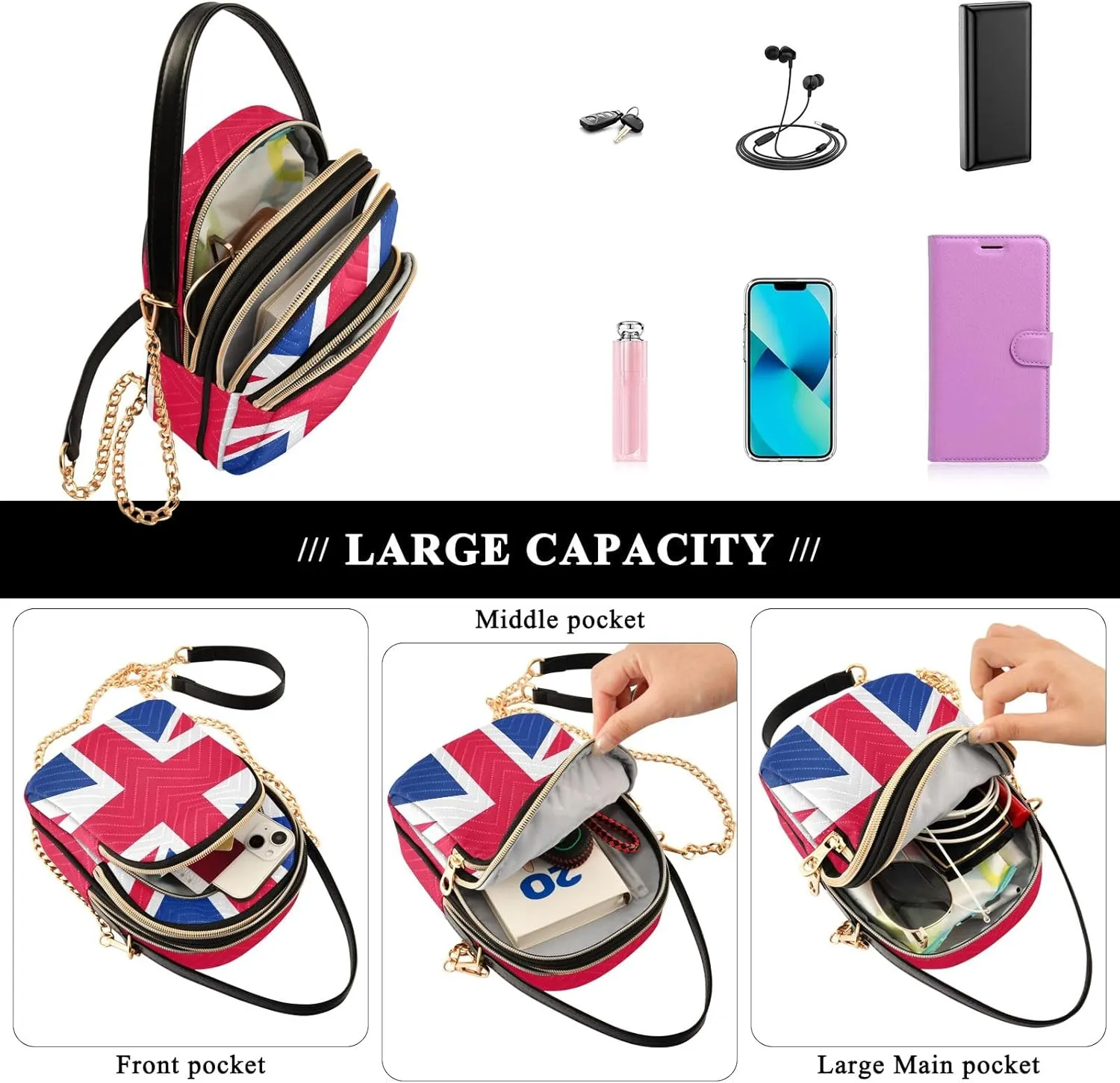 ODAWA Guinea Flag National Guinean Women Bags Crossbody Cell Phone Crossbody Bags for Women Small Sling Crossbody Bags