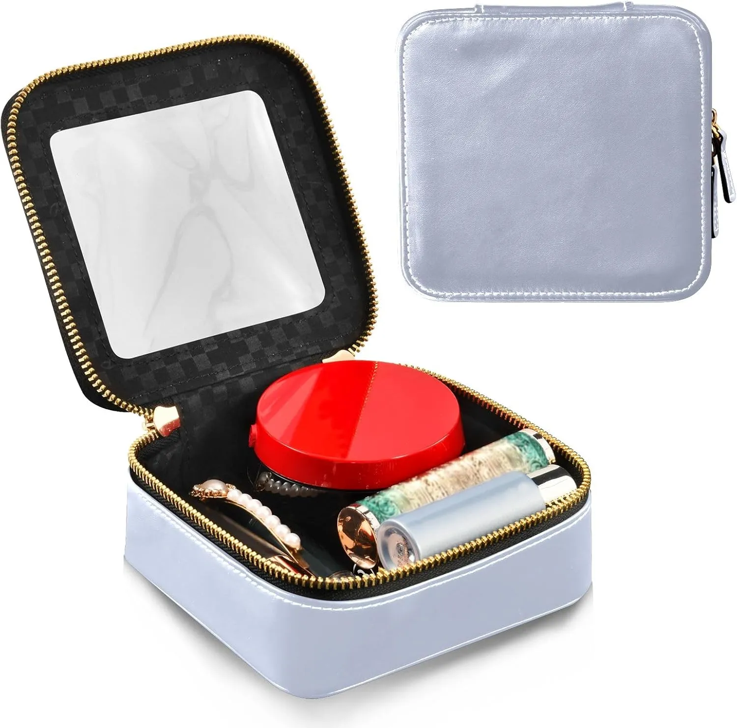 ODAWA Periwinkle Clear Cosmetic Bags Travel Make up Bag with Clear Window Clear Makeup Bag for Car