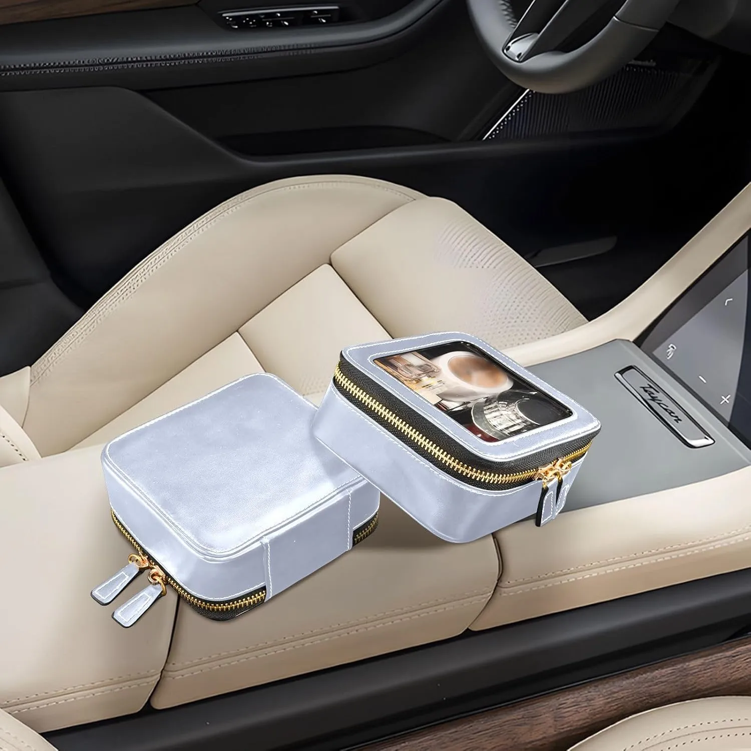 ODAWA Periwinkle Clear Cosmetic Bags Travel Make up Bag with Clear Window Clear Makeup Bag for Car
