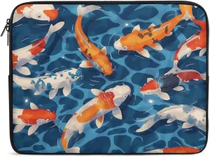 Oil Painting Pond Koi Laptop Sleeve 13/15 Inch Durable Briefcase Cover Shockproof Protective Case Handbags Portable Laptop Bag