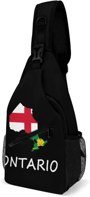 Ontario Flag Canada Canadian Casual Sling Bag Backpack Travel Shoulder Chest Crossbody Bags Adjustable Daypack Unisex