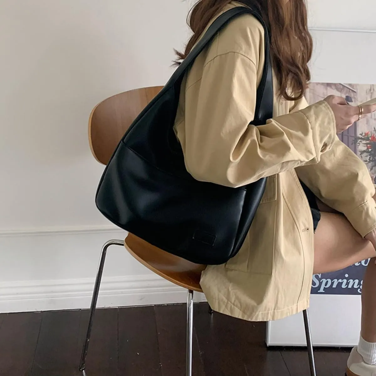 Ooomay Maya - Shoulder Bag,Vegan Leather Trendy Soft Maya Tote Bag,Leather Waterproof Work Soft Tote Bag for Women