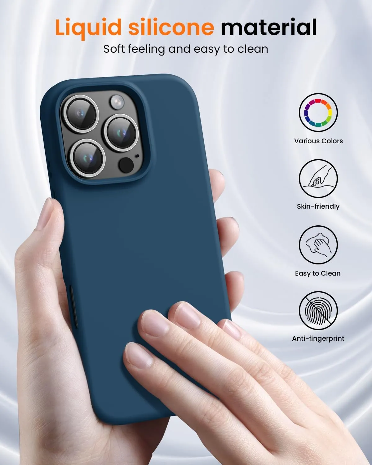 OuXul Designed for iPhone 16 Pro Case,Shockproof Liquid Silicone Protective Phone Case with Soft Anti-Scratch Microfiber Lining Ultra Slim Drop Protection Phone Cover 6.3 inch(Cobalt Blue)