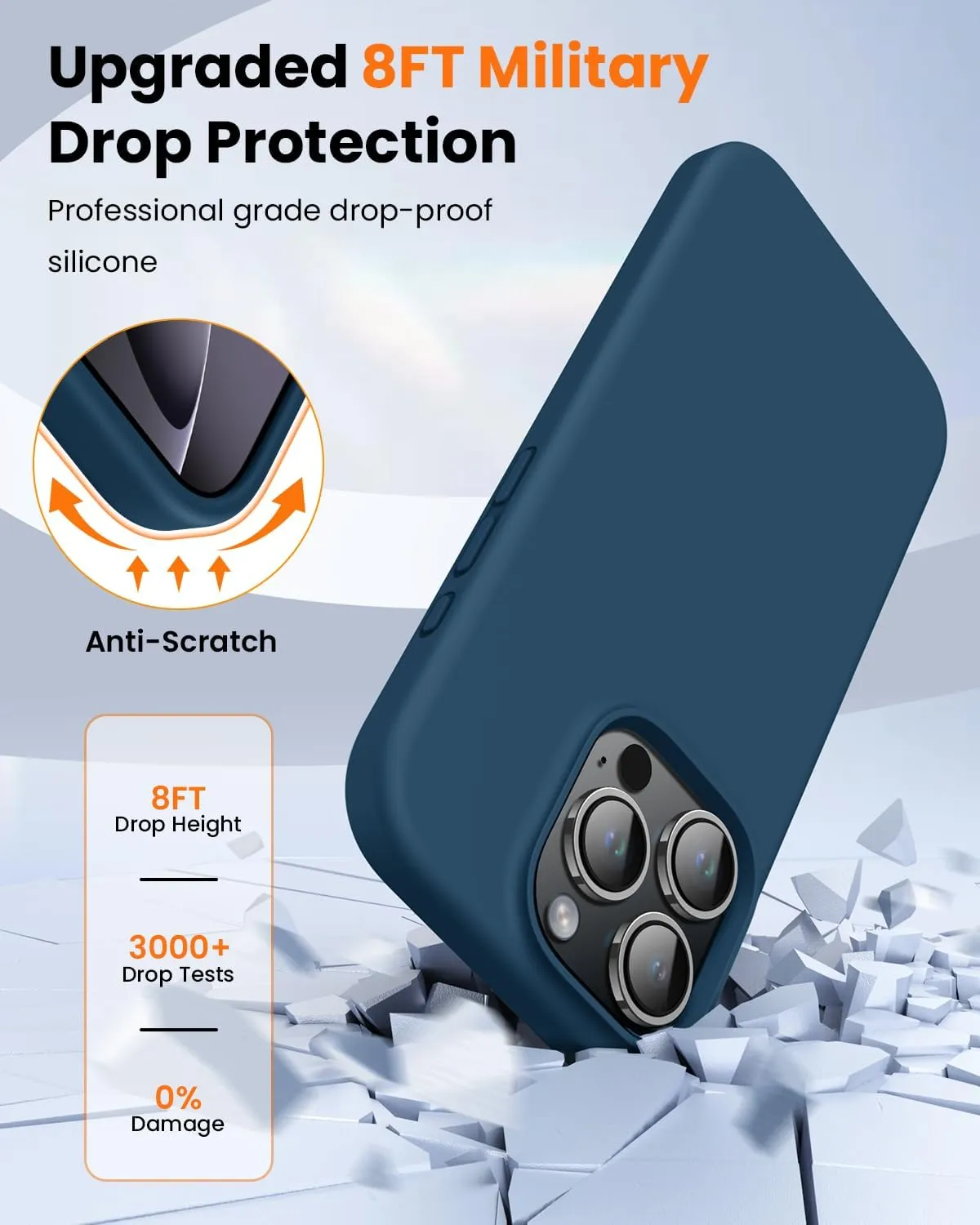 OuXul Designed for iPhone 16 Pro Case,Shockproof Liquid Silicone Protective Phone Case with Soft Anti-Scratch Microfiber Lining Ultra Slim Drop Protection Phone Cover 6.3 inch(Cobalt Blue)
