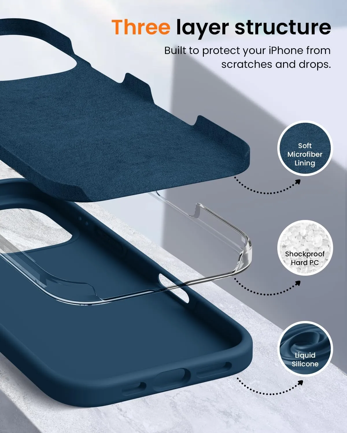 OuXul Designed for iPhone 16 Pro Case,Shockproof Liquid Silicone Protective Phone Case with Soft Anti-Scratch Microfiber Lining Ultra Slim Drop Protection Phone Cover 6.3 inch(Cobalt Blue)