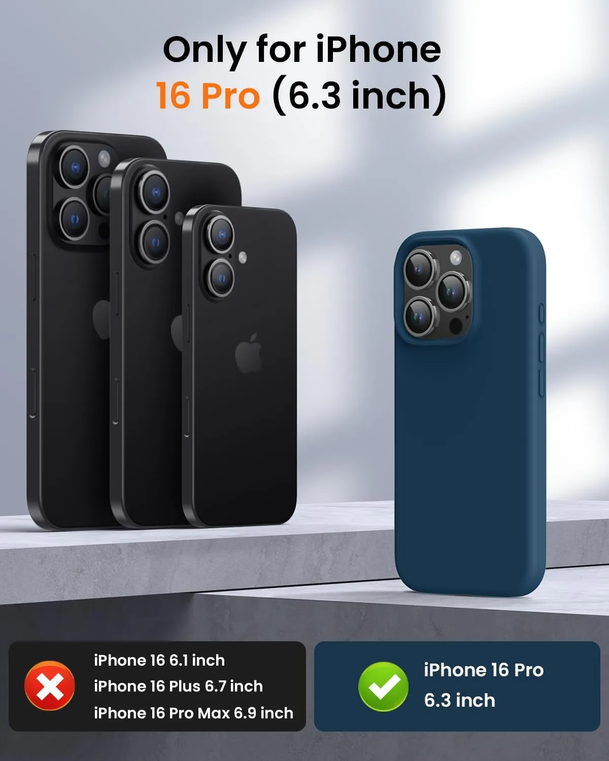 OuXul Designed for iPhone 16 Pro Case,Shockproof Liquid Silicone Protective Phone Case with Soft Anti-Scratch Microfiber Lining Ultra Slim Drop Protection Phone Cover 6.3 inch(Cobalt Blue)